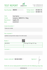 Janoshik test report for Core Sarms Cardarine GW501516 10mg